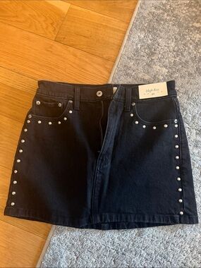Abercrombie & Fitch Black Studded High-Rise Mini Skirt